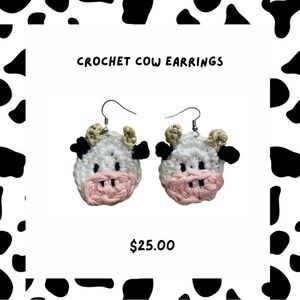 Crochet Cow Earrings